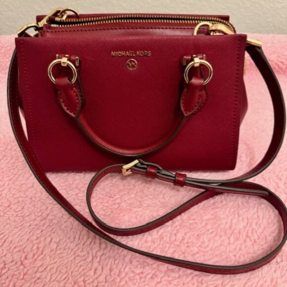 Michael Kors Hamilton Small Leather Satchel – Deep Red - Picture 7 of 12